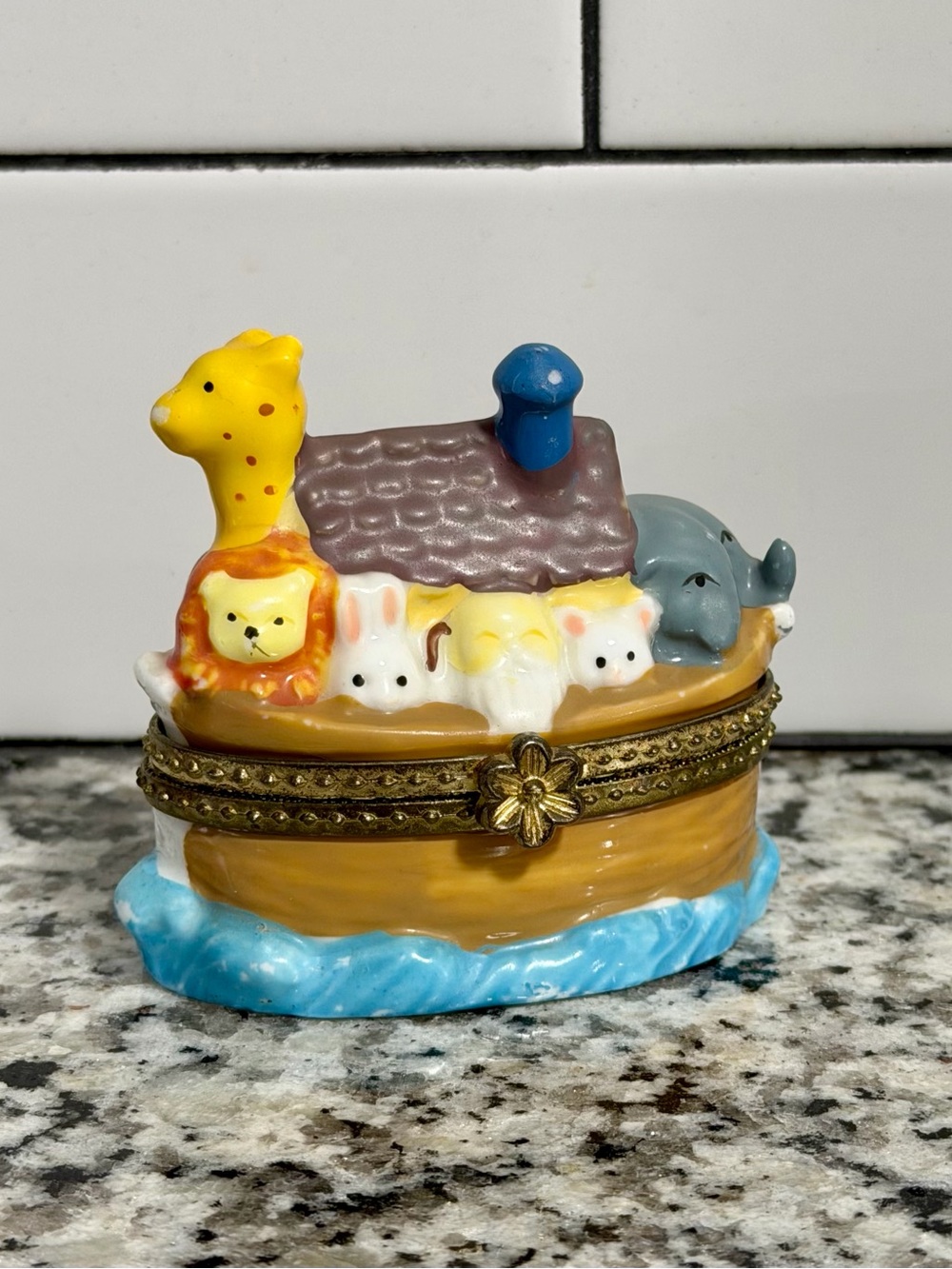 Noah's Ark Ceramic Trinket Box